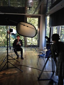 Radleigh filming a commercial for Angel Tarot Cards in Hamburg, Germany.